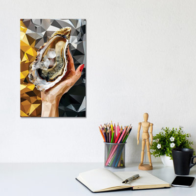 Cristal d'huître sur or - impression d'art mural