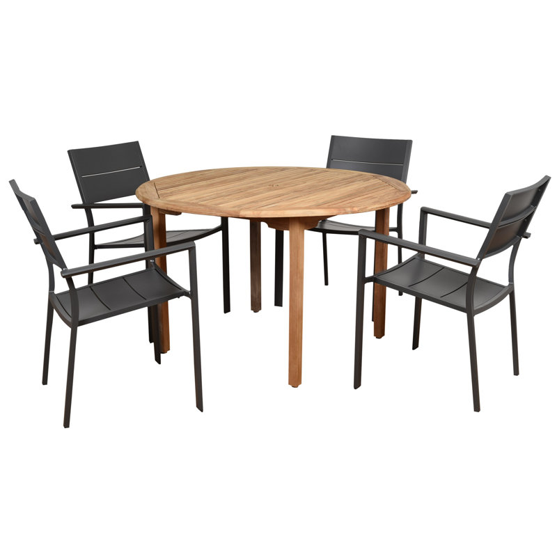Codie-James 4 - Person Teak Patio Dining Set with Round Table
