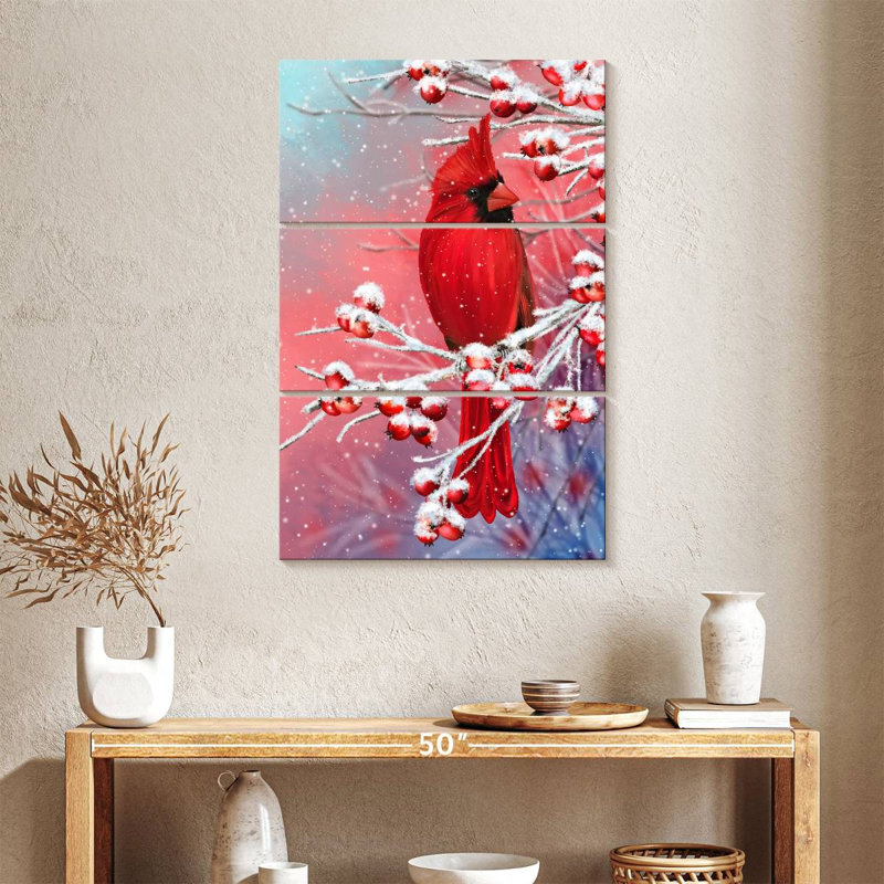 Brampt Winter Red Cardinal, 38" H x 24" W