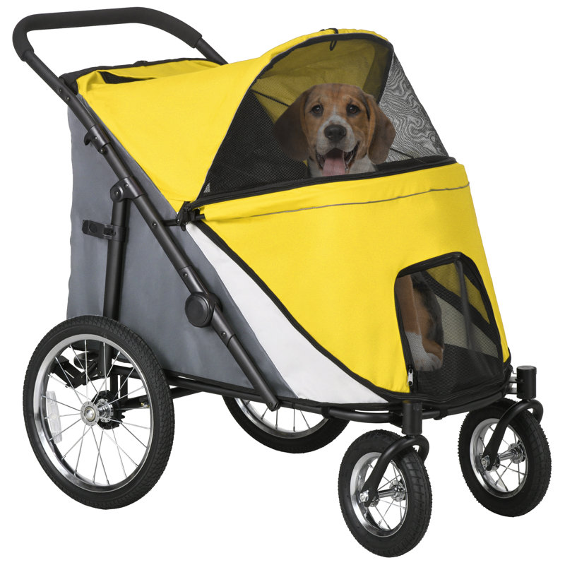 Foldable Pet Stroller, Yellow