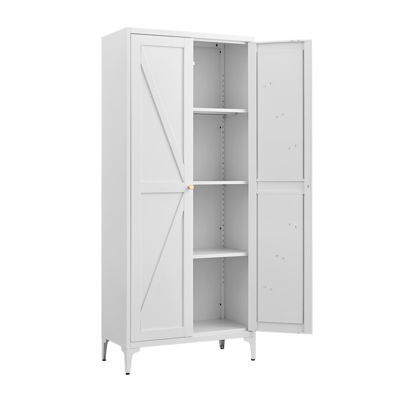 Garde-manger en métal de grande capacité de 64,96 po de hauteur - tablettes réglables et base robuste à quatre pieds (blanc)