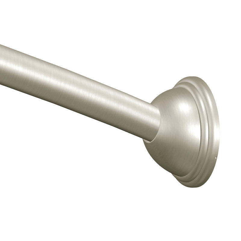 Tringle courbée simple à longueur fixe pour salle de bain, finition nickel brossé