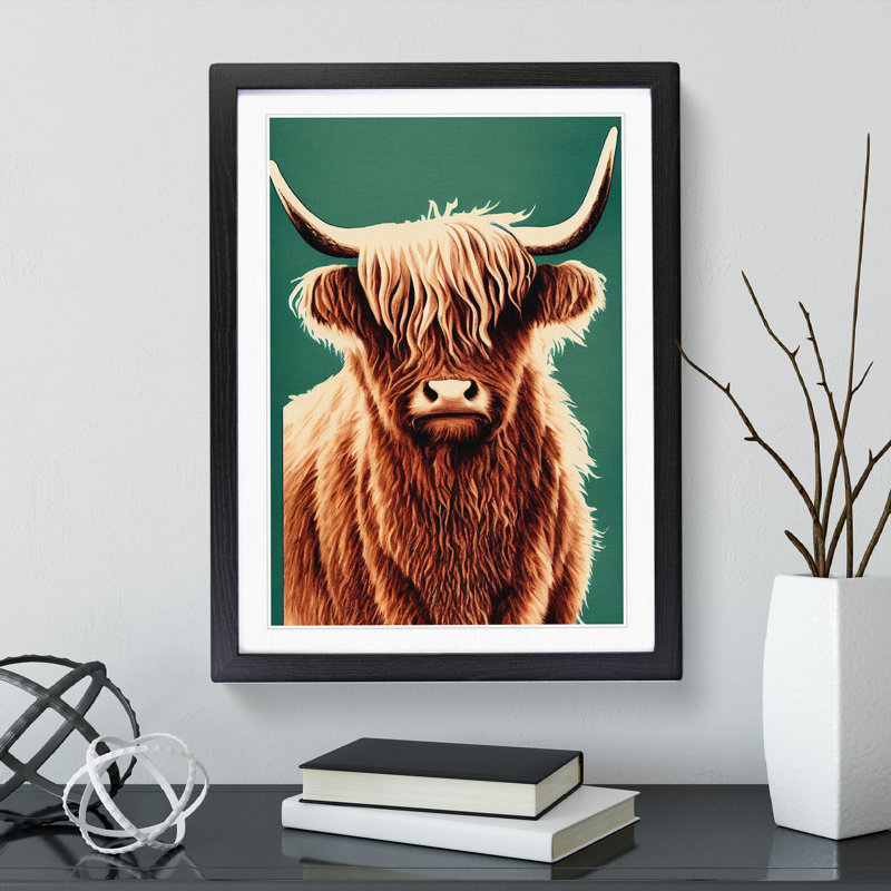 Fabulous Highland Cow - Single Picture Frame Print, Black, 64cm H x 46cm W x 2cm D