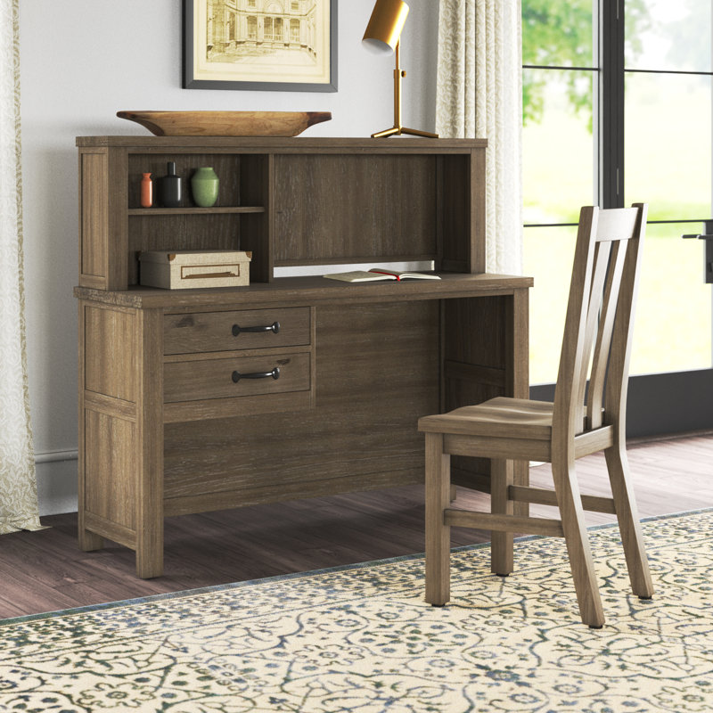 Ensemble de bureau d'écriture et de chaise avec rehausse pour enfants 59,75 "Harold, Bois flotté