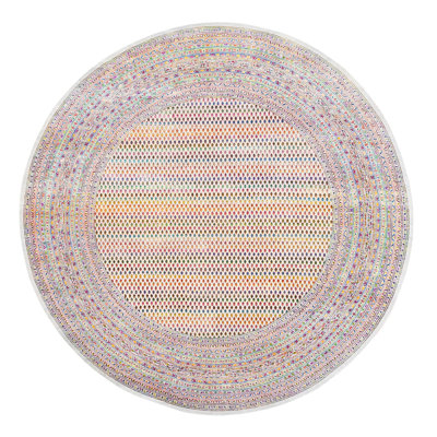 Tapis oriental rond en laine et soie de sari 12 pi x 12 pi multicolore noué à la main D97F4DECAF97427383C7065BAA3EC690