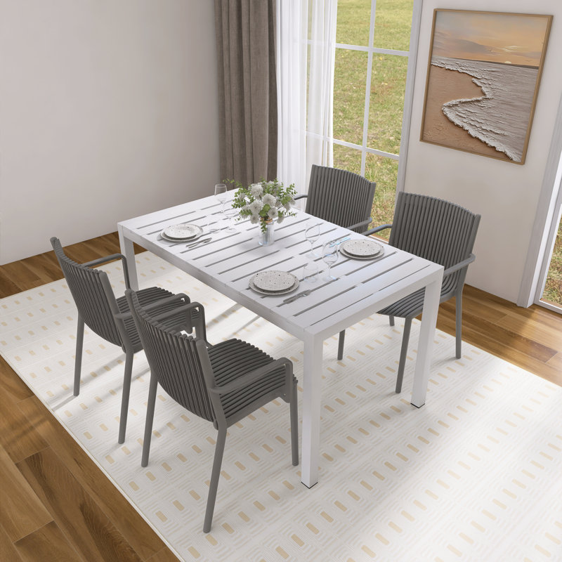 Fauteuil empilable moderne en polypropylène, pour l'intérieur et l'extérieur (ensemble de 4), Gris