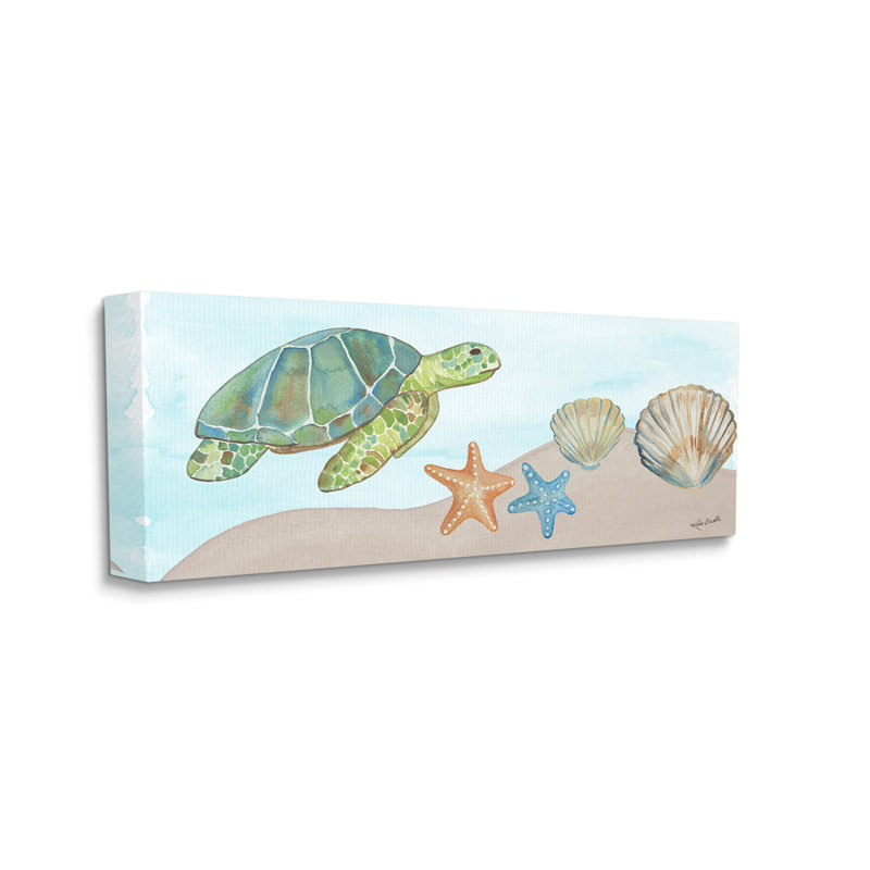Art mural sur toile, "Sea Turtle", H 10 po x l 24 po x P 1,5 po