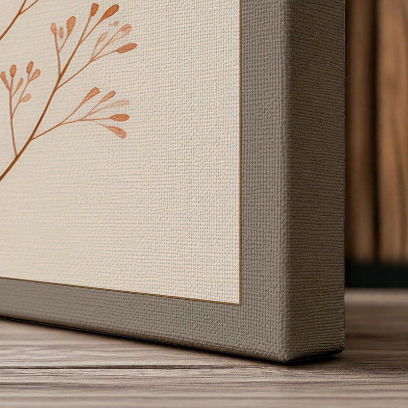 Branching Stem in Rust Botanical - Wrapped Canvas, 36x24 - 91.4 x 61.0 cm, Taupe Border