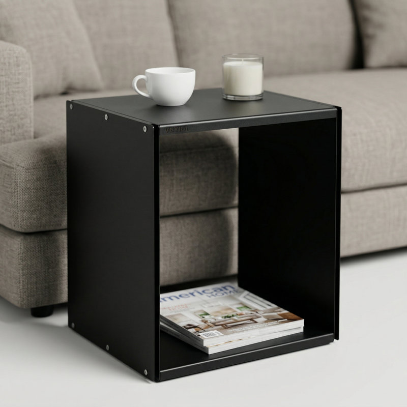 Modern Metal Open Cube Storage Side Table