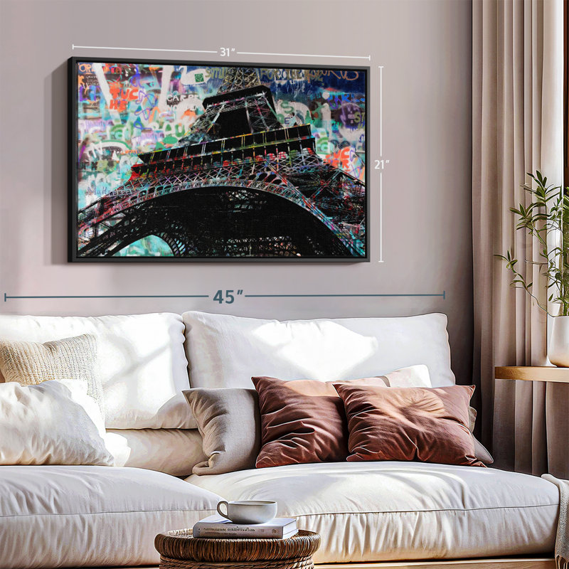 Impression sur toile Graffiti Tour Eiffel, H 21 po x l 31 po