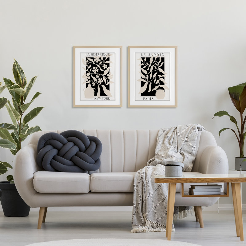 New York & Paris Botanicals, ensemble de 2 reproductions encadrées sous verre, design par Natalie Carpentieri