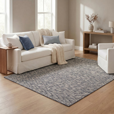 Tapis Kiva rayé style ferme fait main en laine mélangée de Nouvelle-Zélande