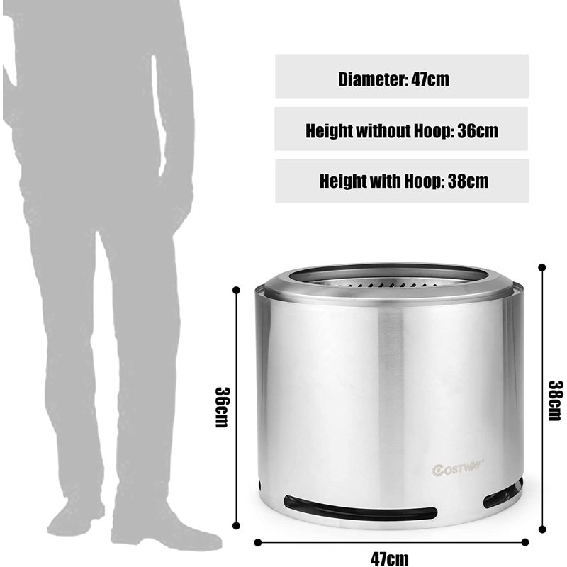 Round Stainless Steel Smokeless Fire Pit