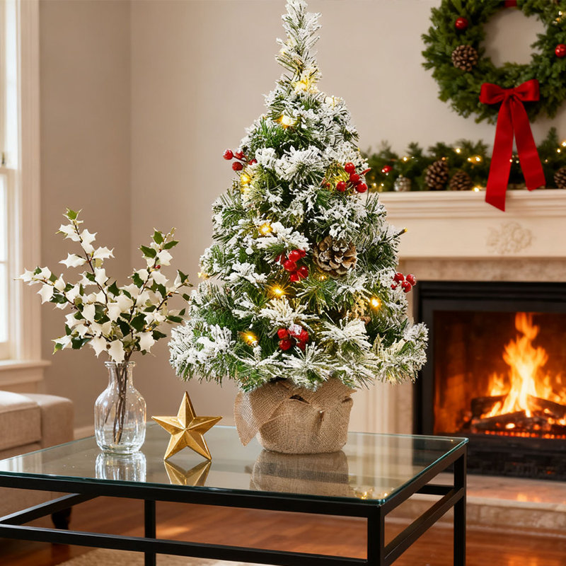 Compact Mini 50cm Snow Scene Christmas Tree