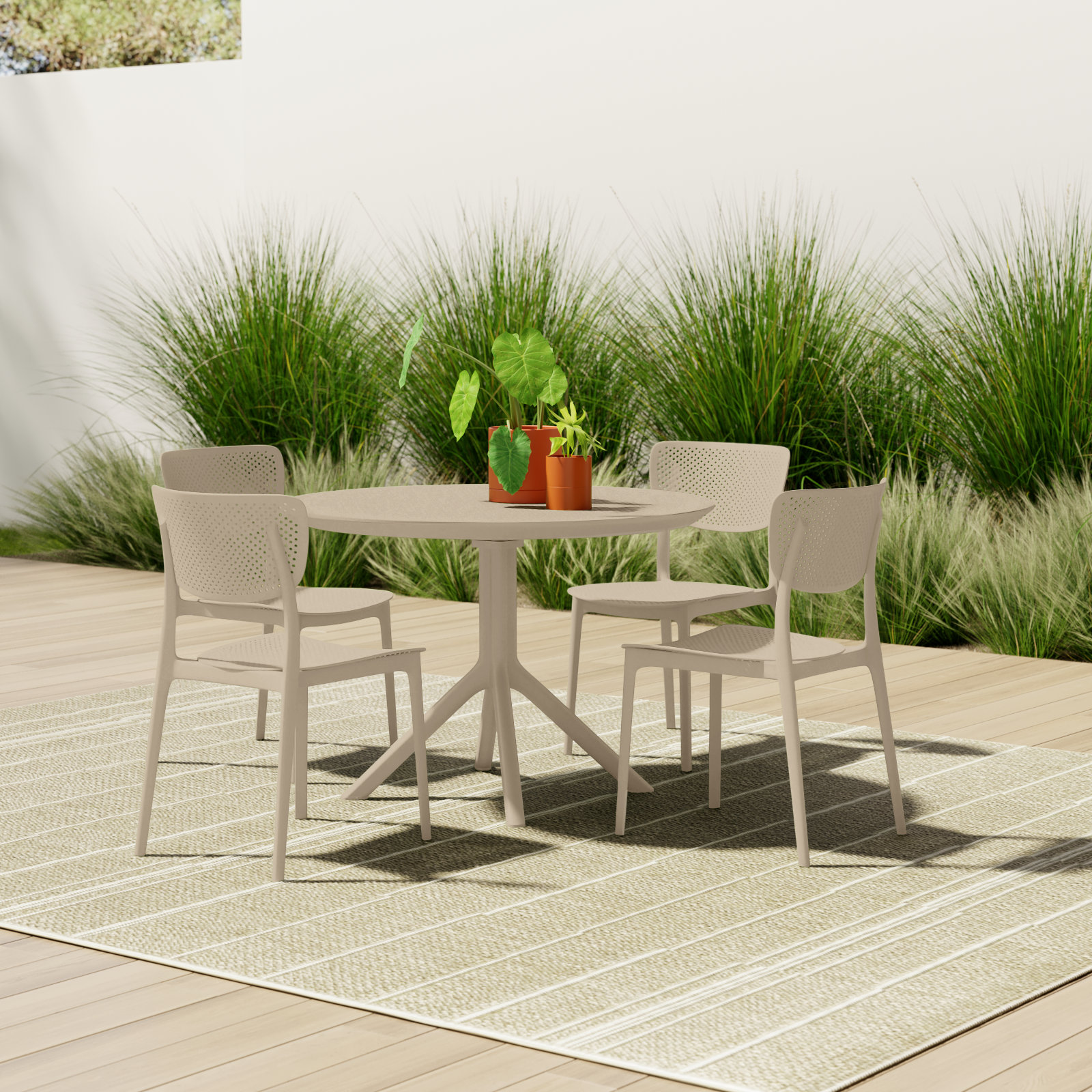 Farrah 41" Patio Dining Set, Taupe
