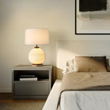 Moraga Table Lamp - 24", Bone Porcelain & Walnut, 4-Way Rotary Switch