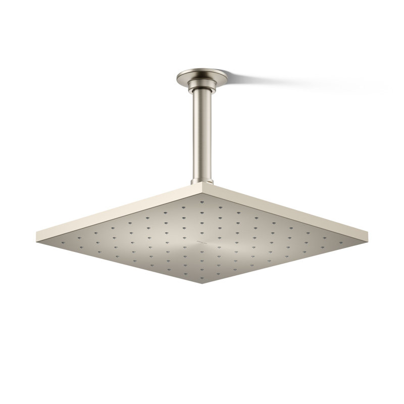 Contemporary Multi Function Rain Shower Head, Vibrant Brushed Nickel, Square, 1.75 GPM