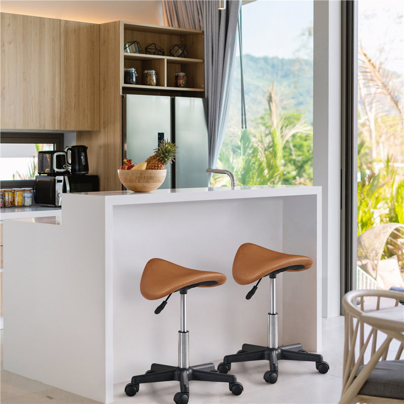 Tabouret de laboratoire ergonomique à hauteur réglable Krail avec roulettes / roues amovibles, Brun