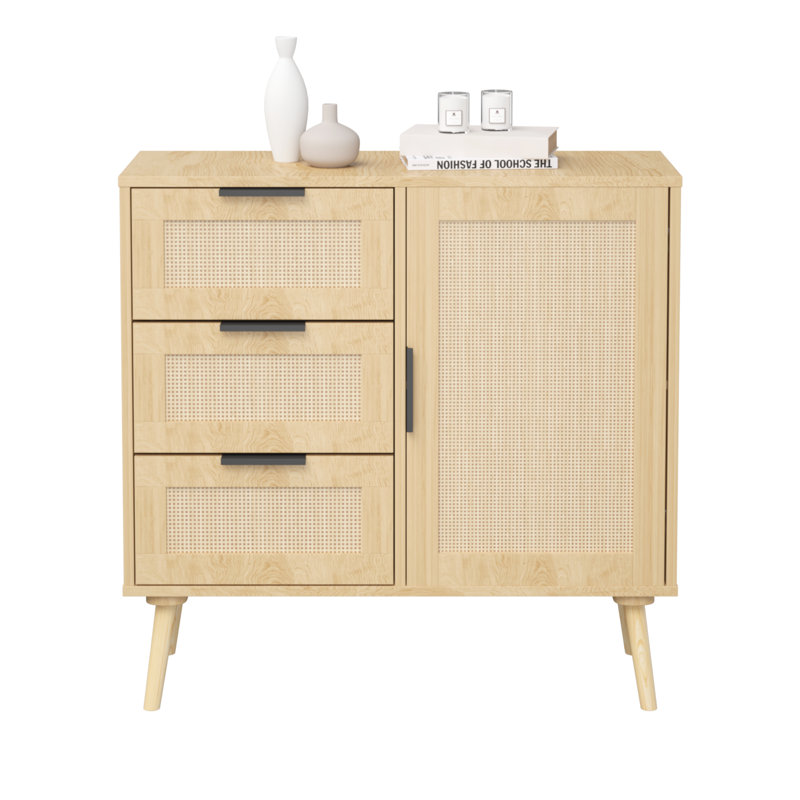 Rattan Wood Dresser Wood Storage Cabinet