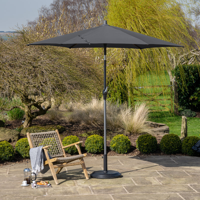 Hatten Riva Traditional Round Parasol, Grey, 232cm H x 250cm W x 250cm D