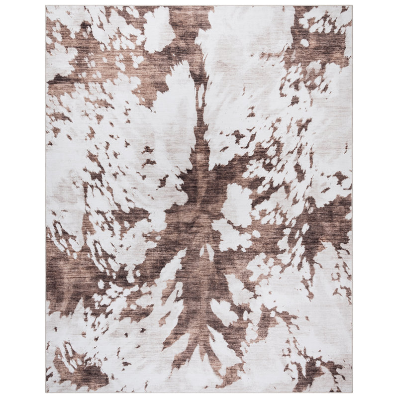  Rayna Charley Cow Modern Animal Print Indoor Area Rug, Brown Ivory Flat Pile for Living Room & Bedroom - Charley, 3x5