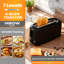 SUPERLEX 4-Slice Long Slot Toaster, 1450W Extra Wide with 7 Browning | Reheat, Defrost & Cancel Functions, Removable Crumb Tray, for Artisan Bread, Baguettes & Thick Slices, Matt Black