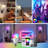 9 in. 1-Light Set of 2 Black Smart Wall Sconces with RGB+CCT Bulbs, App & Bluetooth Control, 16M Colors, Dimmable, Hardwired