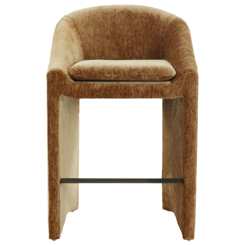 Kagan Chenille Counter Stool, Bar Stool (30.7" Seat Height), Amber