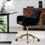 Chaise de bureau, chaise de bureau artificielle avec base en métal doré, chaise de bureau pivotante réglable-426485656