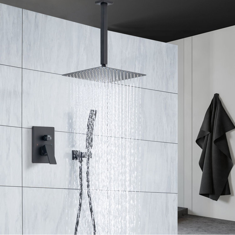 Matte Black Adjustable Multi-Head Rain Shower System