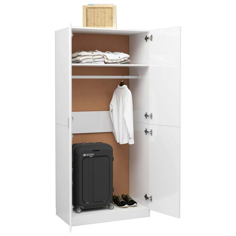 Benefiel 2 Door Manufactured Wood Wardrobe, Grey Sonoma, 200cm H x 90cm W x 52cm D
