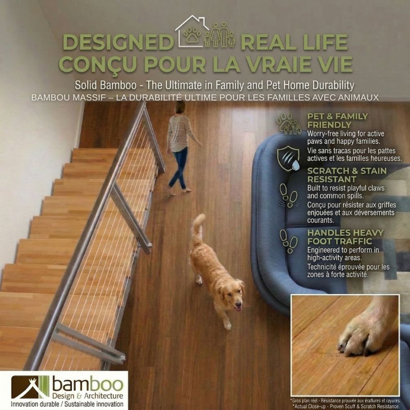 Plancher en bambou densifié T&G de Bamboo Design & Architecture, java, Bois brun foncé