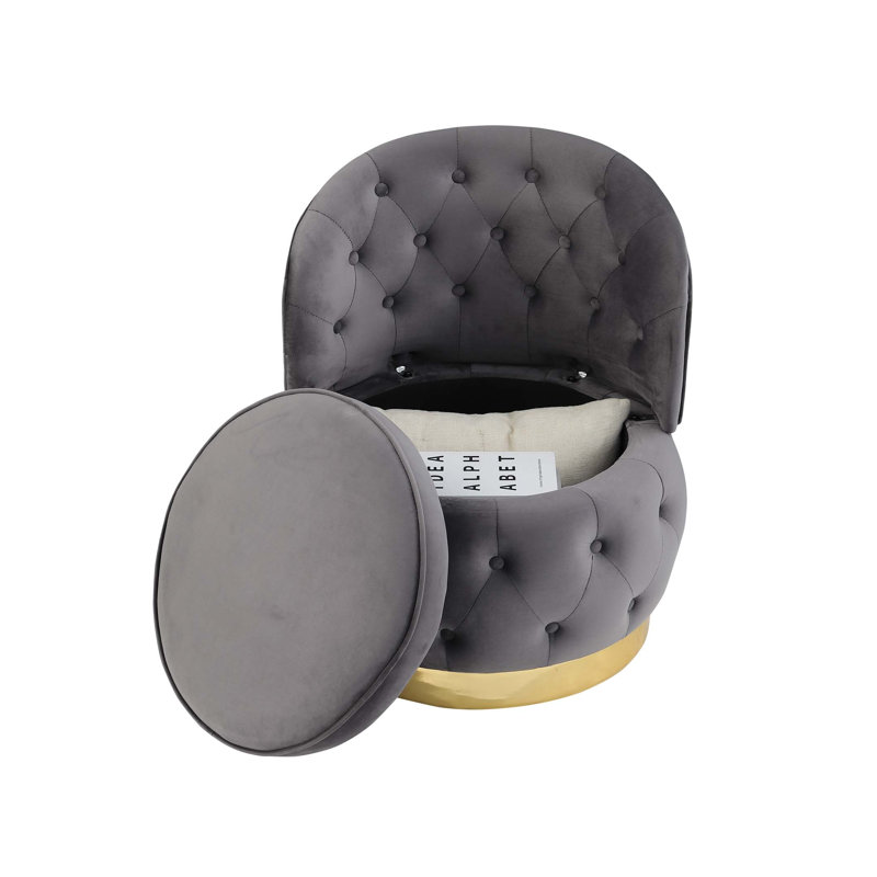 Chaises de rangement pivotantes 360 degrés, Gris, H 29,92 po x l 25,2 po x P 25,2 po, Doré