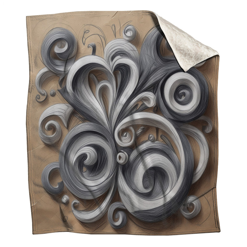 Couvertures tourbillonnantes gris et blanc, 60in W x 80in H