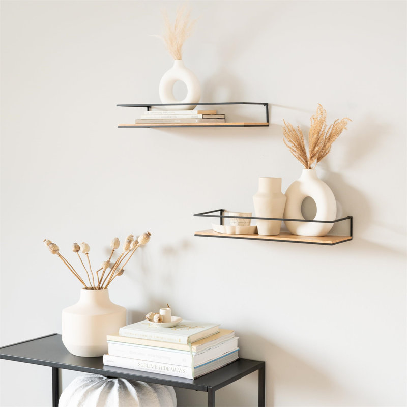 Ameelya Floating Shelf, Brown/Black
