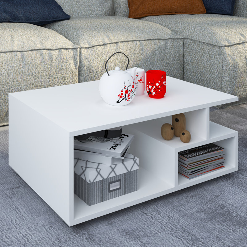Razny Coffee Table with Storage, White