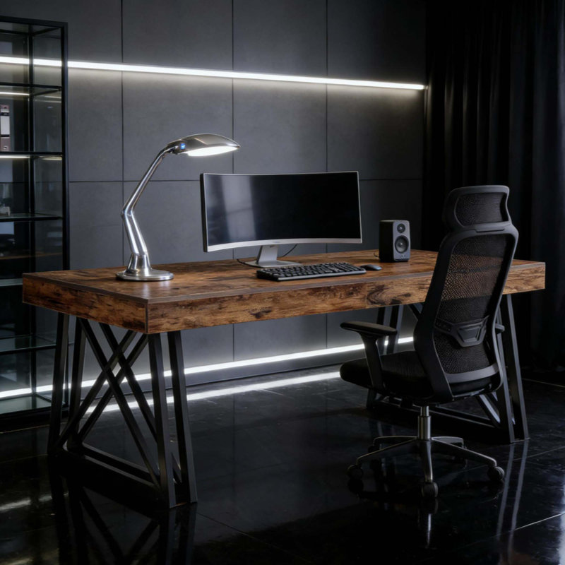 Bureau de direction rétro, bureau d'ordinateur, bureau (table seulement)