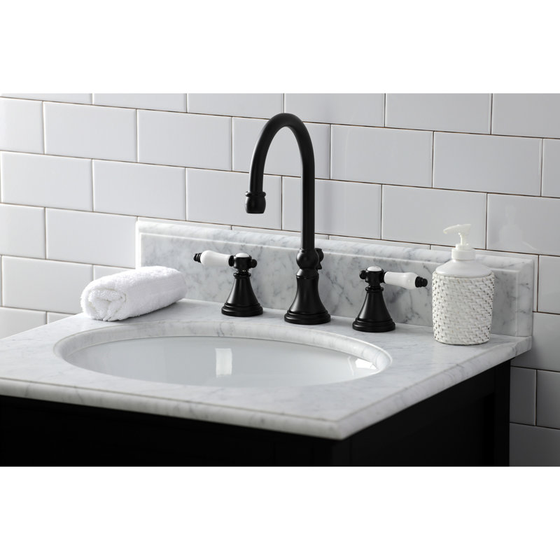 Robinet de salle de bain espacé avec ensemble de bonde Bel-Air, Noir mat