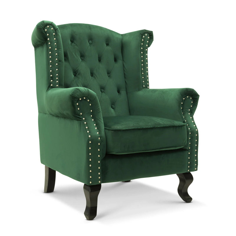 Henley Baden Wingback Chair, Emerald Green