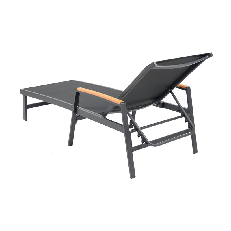 Alfredo Outdoor Mesh Chaise Loung, 1, Black/Natural