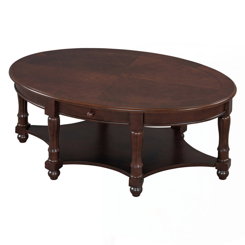 Table basse vintage rétro avec tiroir et étagère de rangement, Noyer, Noyer