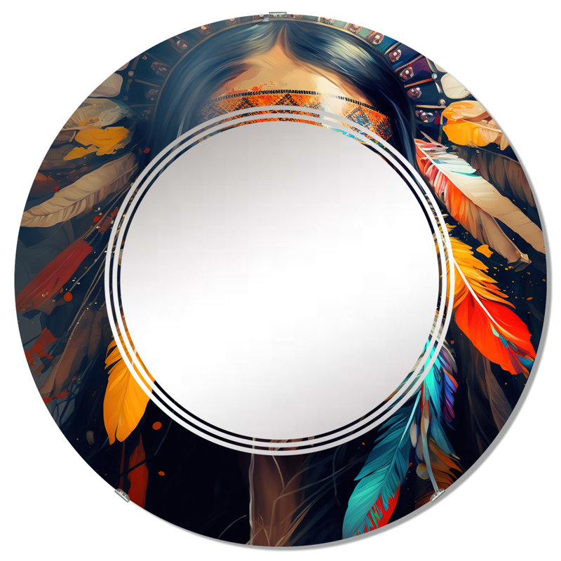 Colorful Native American VI - Miroir mural Portrait, 32 po x 32 po