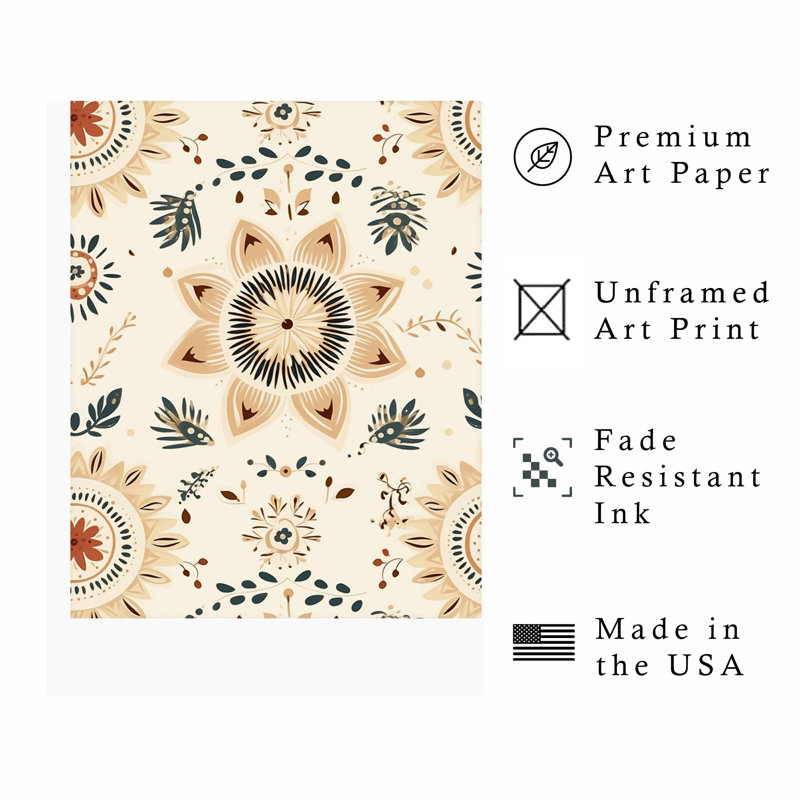 Abstract Bohemian Pattern VI Bohemian Unframed Art Print, 36" H x 24" W