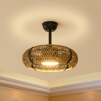 Ventilateur de plafond en cage 20 "avec bandes de bambou naturel Farmhouse