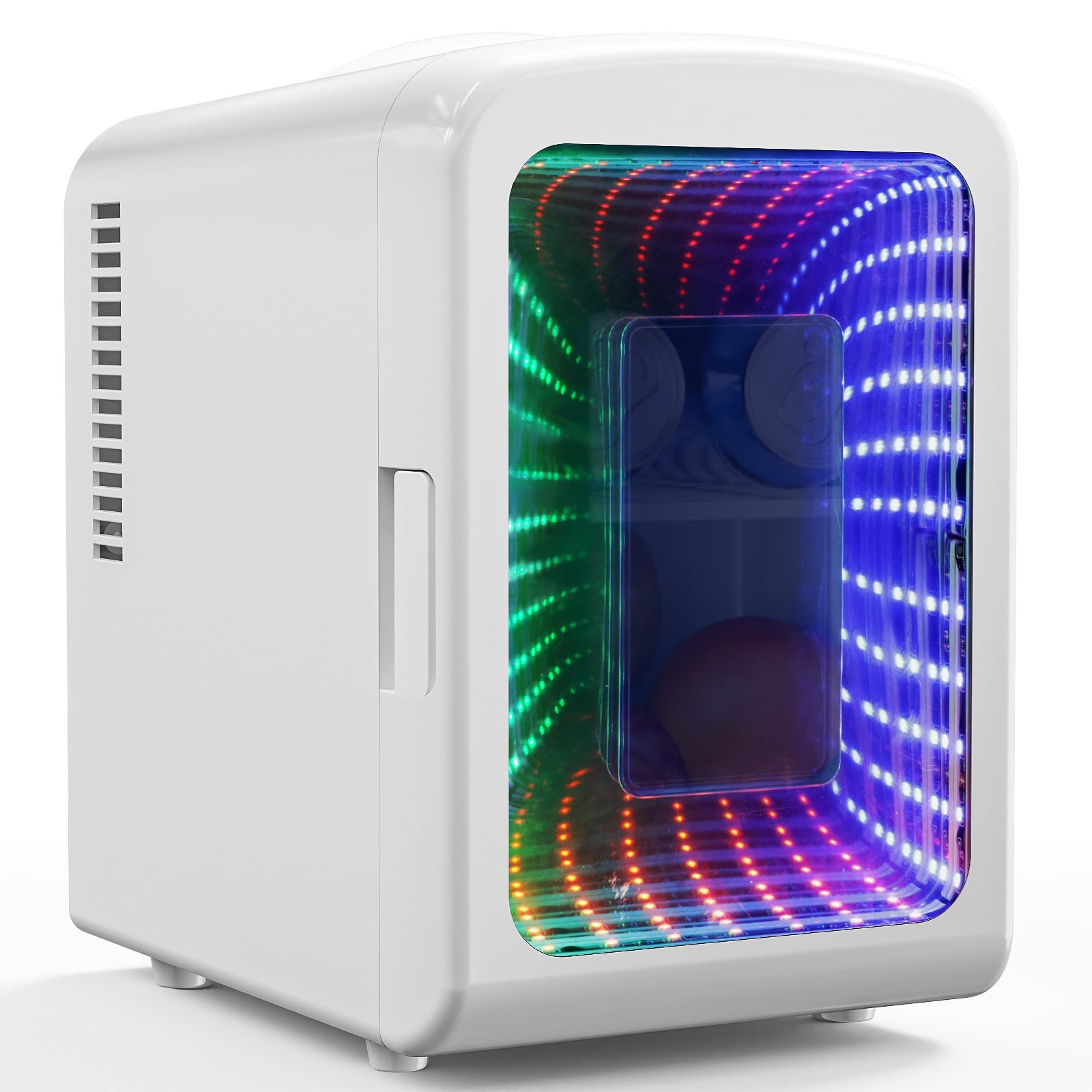 Chic 4L Mini Fridge W/ Gaming Light - Portable 6-Can Cooler For Bedroom, Car, Office & Dorm, Perfect For Cosmetics & Snacks, White | Fridge.com