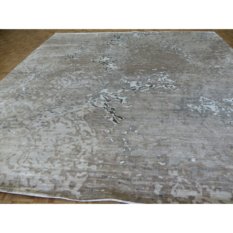 Tapis de la surface en soie 12' x 12'2" one-of-kind à la main noué la