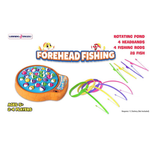 Winning Fingers Fishing Game, 28 Fish, 4 Rods, 4 Forehead Rods, Rotating  Board