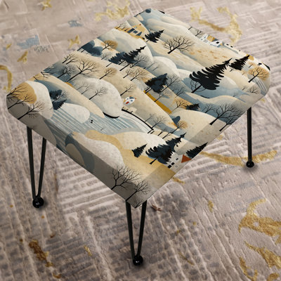 Summer Scenery Scandinavian Pattern - Floral Rectangle Ottoman