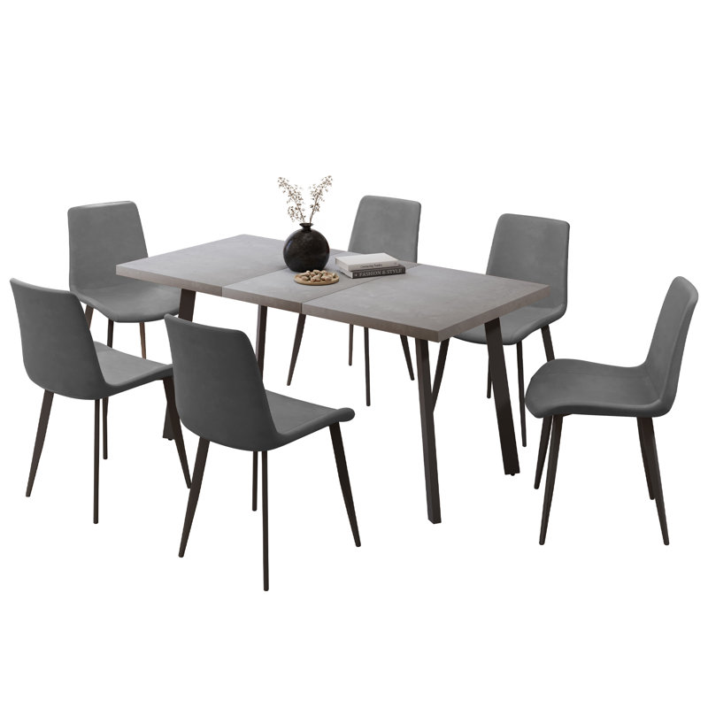 Iras 6 - Person Extendable Dining Set, 61.4'' Dining Table Sets, Gray