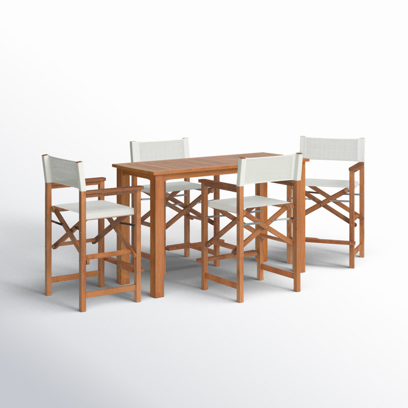 Capetown Counter Height Teak Outdoor Dining Set In Blue, White
